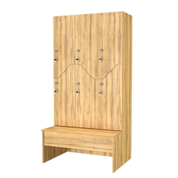 Шкаф для раздевалок со скамейкой КОМБО-Элегия №3-1Б, Дуб Золотистый