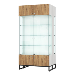 Витрина Монти №5-С двусторонняя, Белый + Дуб канзас коричневый