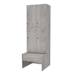 Шкаф для раздевалок со скамейкой КОМБО-Элегия №2-1Б, Бетон Чикаго светло-серый F186 ST9