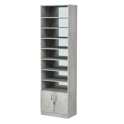 Стеллаж из ДСП с 8-ю полками 350x600 мм серии LEVEL-8 №6-2 (З/C - ЗЕРКАЛО), Метрополитан Грей