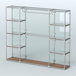 Торговая система ХРОМ (задняя стенка - стекло) 3600 мм с зеркальными полками и поручнями №3, Орех