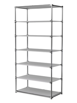 Пристенный торговый стеллаж ЛАЙТ с глубокими полками ДСП №4, Серый