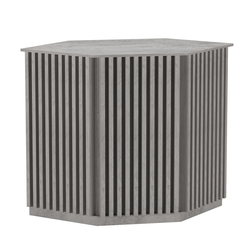 Торговый стол-прилавок шестигранный с планками серии ВЕРТИКАЛЬ №22, Бетон Чикаго светло-серый F186 ST9