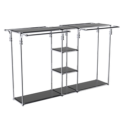 Хромированный стенд-вешало TD-50 №1-3 Хром с полками ДСП 16мм, Черный