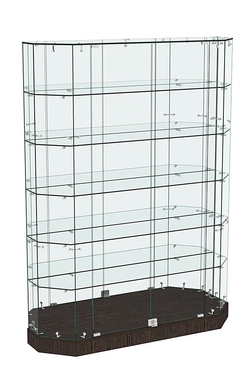 Торговая стеклянная витрина Хит Продаж со скошенным фасадом низкая №441, Дуб Венге