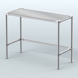 Стол большой D-43 с полкой зеркало 4мм, Метрополитан Грей