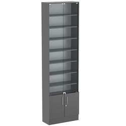 Торговая витрина Level №4-7п с 7-ю полками из ДСП 250х600мм, Темно-Серый