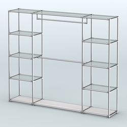 Торговая система ХРОМ без ДСП 2430 мм с прозрачными полками и поручнями №3, Ясень Анкор светлый