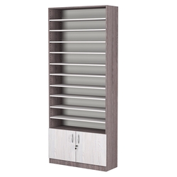 Стеллаж из ДСП с 10-ю полками 300x900 мм серии LEVEL-10 №12 (З/C - ДВП), Ясень Анкор темный + Ясень Анкор светлый