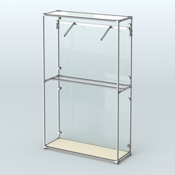 Торговая система ХРОМ (задняя стенка - стекло) 1200 мм с поручнями №4, Крем Вайс