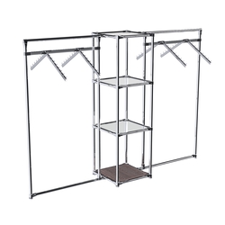 Хромированное вешало ГРАНЬ №2-4 с зеркальными полками 4 мм, Ясень Анкор темный - U31105