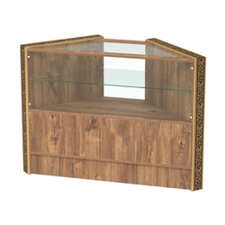 Недорогой прилавок угловой с декоративными молдингами №ПДМ-9, Дуб Канзас коричневый