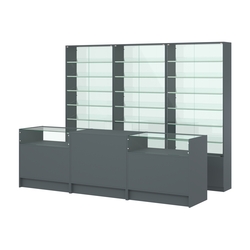 Комплект витрин с наклонными полками SL-6 №12-1 и прилавков ЭК-2, Темно-Серый