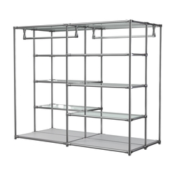 Хромированное вешало ПЛАТФОРМА №1-1 с полками стекло 6мм, Серый