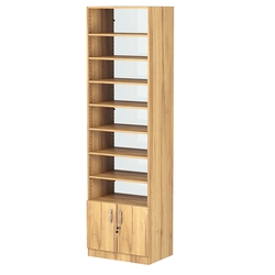 Стеллаж из ДСП с 7-ю полками 400x600 мм серии LEVEL-7 №7-1 (З/C - СТЕКЛО), Дуб Золотистый