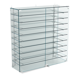 Витрина настенная НЕО №4-4 с зеркалом и девятью полками, Серый