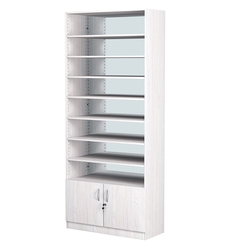 Стеллаж из ДСП с 7-ю полками 400x900 мм серии LEVEL-7 №14-2 (З/C - ЗЕРКАЛО), Ясень Анкор светлый