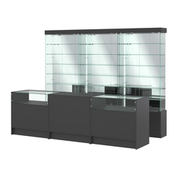 Комплект стеклянных витрин ИС-32 и прилавков ЭК-2, Черный