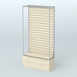 Торговая система ХРОМ (задняя стенка - Экономпанель) №5 с тумбой Т-14, Крем Вайс