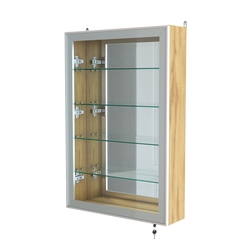 Витрина настенная №2-2А высокая с зеркалом серии Collecto, Дуб Золотистый