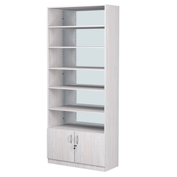 Стеллаж из ДСП с 5-ю полками 350x900 мм серии LEVEL-5 №13-2 (З/C - ЗЕРКАЛО), Ясень Анкор светлый