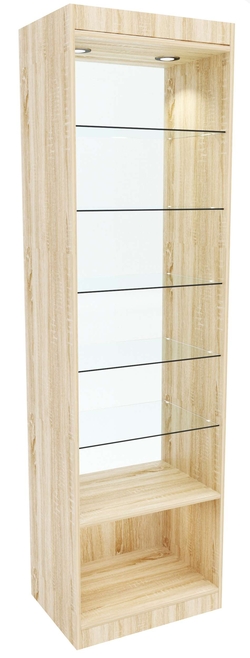 Стеклянная витрина №4-600 с каркасом из ДСП (без дверей), Дуб сонома