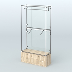 Торговая система ХРОМ (задняя стенка - стекло) 1200 мм №2-2 с тумбой Т-14 и поручнями, Дуб Сонома