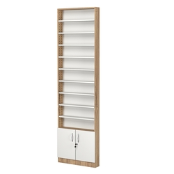 Стеллаж из ДСП с 9-ю полками 100x600 мм серии LEVEL-9 №1 (З/C - ДВП), Дуб Канзас коричневый + Белый