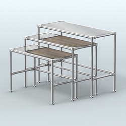 Комплект столов №1-5 с полками зеркало 4мм, Дуб Сонома