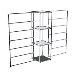 Хромированное вешало ГОРИЗОНТ №2-4 с зеркальными полками 4мм, Антрацит