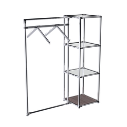 Хромированное вешало ГРАНЬ №1-4 с зеркальными полками 4 мм, Ясень Анкор темный - U31105