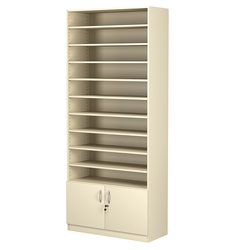 Стеллаж из ДСП с 9-ю полками 350x900 мм серии LEVEL-9 №13 (З/C - ДВП), Крем Вайс