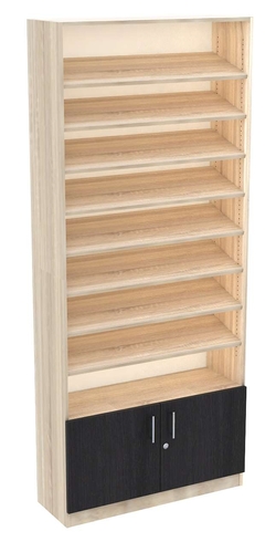 Стеллаж из ДСП с 8-ю наклонными полками 300x900 мм серии TILT-8 №12 (З/C - ДВП), Дуб Сонома