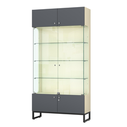 Витрина Монти №2-С, Крем Вайс и Темно Серый U2236-U2601