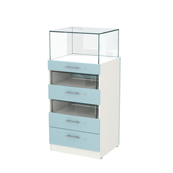 Прилавок ювелирный "Диаманд" №3-600 пристенный, ЛДСП белый + МДФ голубой