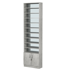 Стеллаж из ДСП с 10-ю полками 200x600 мм серии LEVEL-10 №3-2 (З/C - ЗЕРКАЛО), Метрополитан Грей