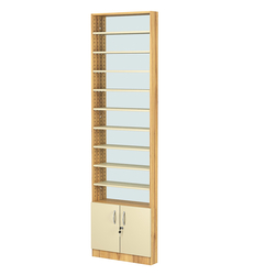 Стеллаж из ДСП с 9-ю полками 100x600 мм серии LEVEL-9 №1-2 (З/C - ЗЕРКАЛО), Дуб Золотистый и Крем Вайс