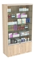 Витрина СЭСП-Z №1-1-500 (З/C - ДВП) со стеклянными полками и шторками Дуб сонома