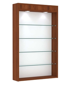 Витрина настенная №2-3Г высокая с верхними светильниками, Орех