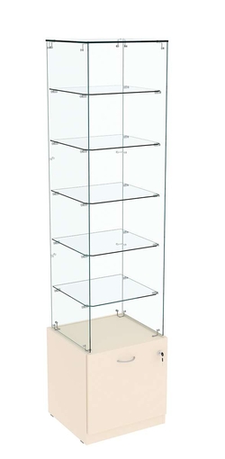 Витрина Кристалл №606 стаканчик (З/С - стекло), без дверей, Крем Вайс