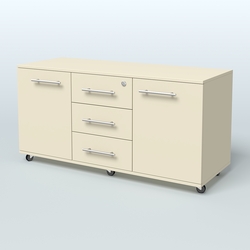 Тумба сервисная Индиго с 3 ящиками с замком и 2 фасадами, Крем Вайс