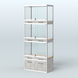 Витрина средняя для продажи средних млекопитающих в зоомагазин серии КУНЬИ-03, Метрополитан Грей