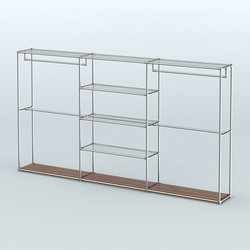 Торговая система ХРОМ без ДСП 3600 мм с прозрачными полками и поручнями №2, Орех