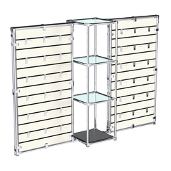 Хромированное вешало ЩИТ №2-1 с полками стекло 6мм, Черный