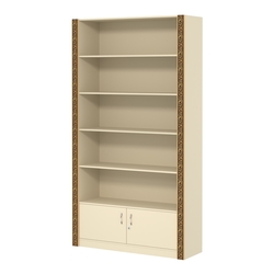 Торговый большой стеллаж с накопителем и декором №СБА-1-1ВД-400, Крем Вайс