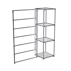 Хромированное вешало ГОРИЗОНТ №1-4 с зеркальными полками 4мм, Ясень Анкор светлый - U31104