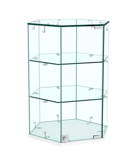 Витрина Истра настольная шестигранная №7 (прозрачная), Белый