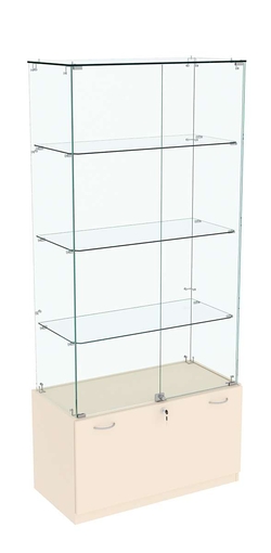 Витрина Кристалл №5 прямоугольная (задняя стенка - стекло), Крем Вайс