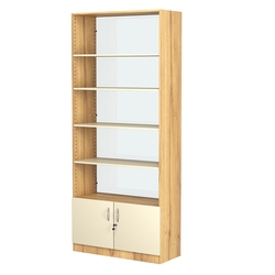 Стеллаж из ДСП с 4-мя полками 400x900 мм серии LEVEL-4 №14-1 (З/C - СТЕКЛО), Дуб Золотистый и Крем Вайс