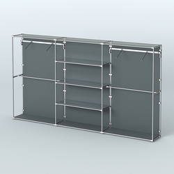 Торговая система ХРОМ (задняя стенка - ДСП) 3600 мм с зеркальными полками и поручнями №10, Темно-Серый